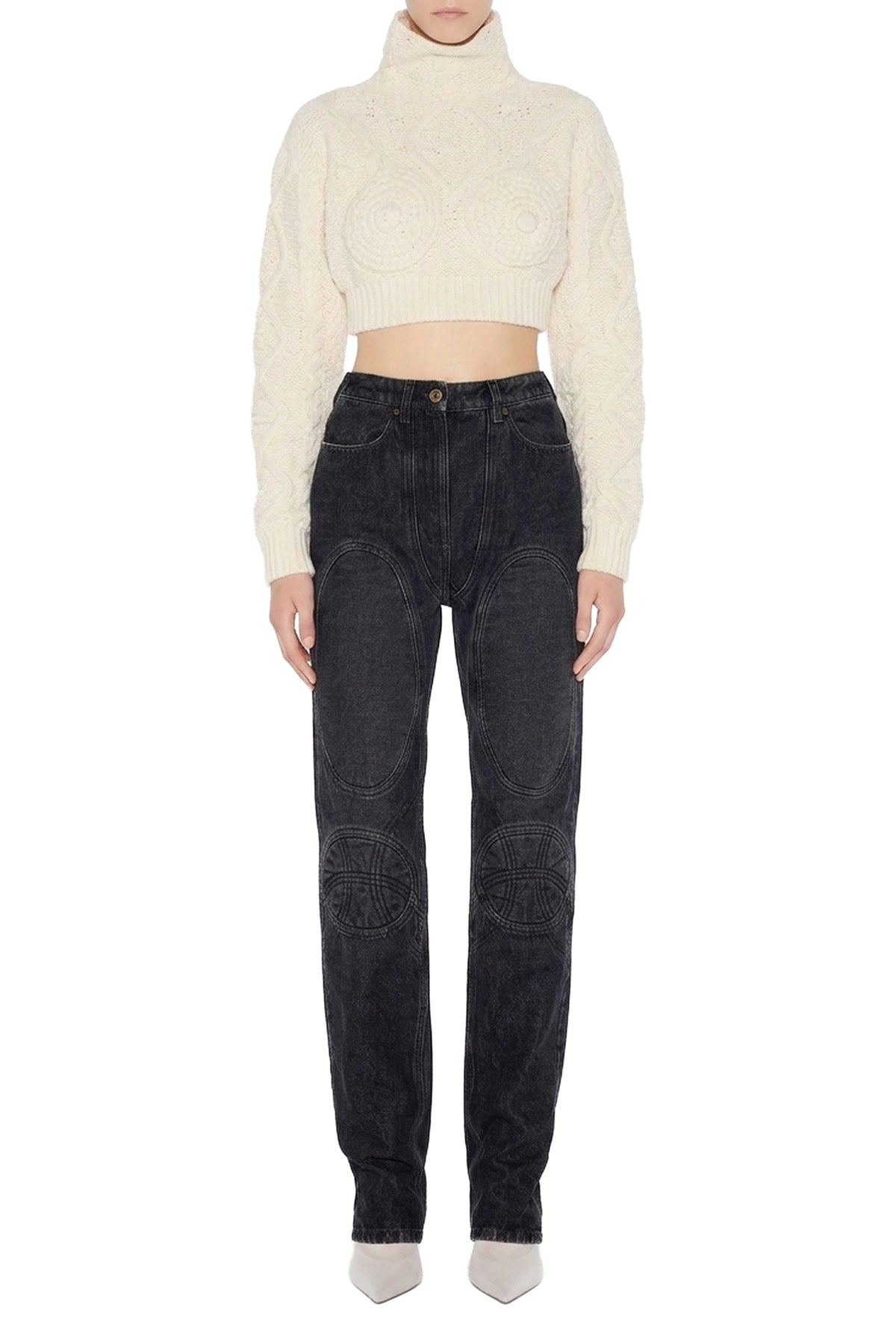 Pantalon à lacets au dos en denim - Vintage Black