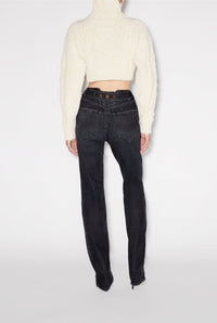 Pantalon à lacets au dos en denim - Vintage Black