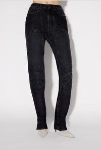 Pantalon à lacets au dos en denim - Vintage Black