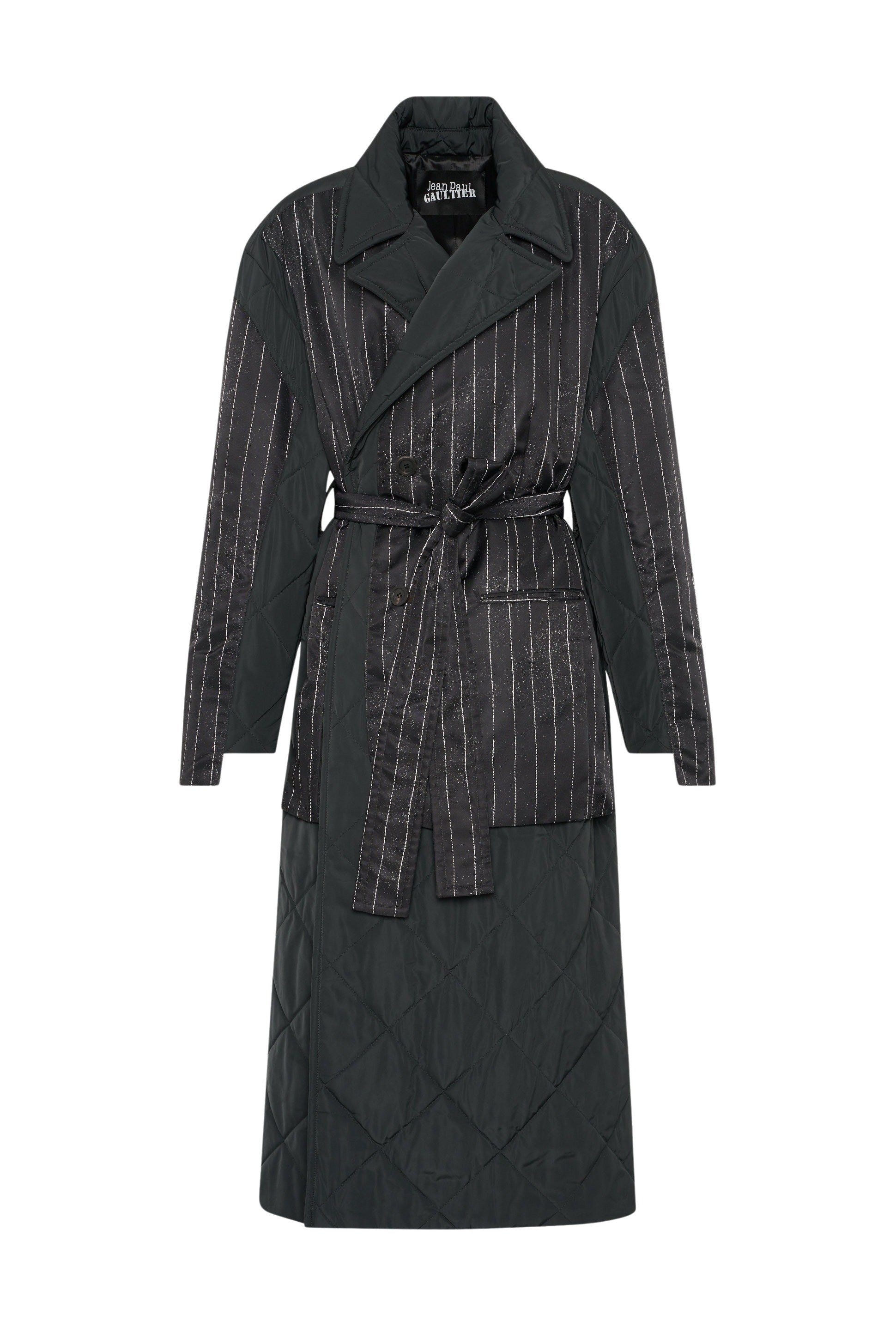 Manteau long matelassé et imprimé - Black & Black