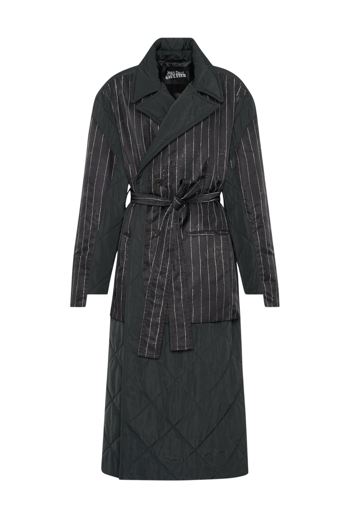 Manteau long matelassé et imprimé - Black & Black