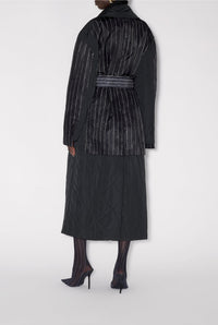 Manteau long matelassé et imprimé - Black & Black