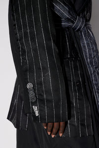 Manteau long matelassé et imprimé - Black & Black