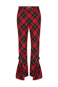 Pantalon à motif tartan imprimé - Red & Black & White