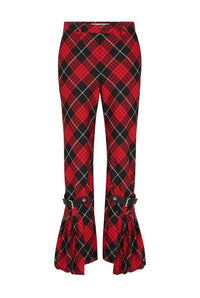 Pantalon à motif tartan imprimé - Red & Black & White