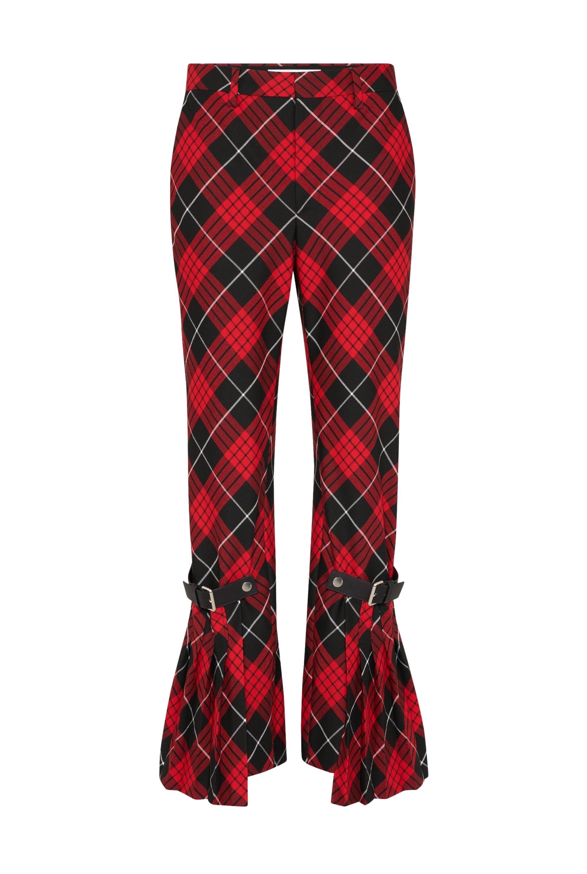 Pantalon à motif tartan imprimé - Red & Black & White