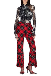 Pantalon à motif tartan imprimé - Red & Black & White
