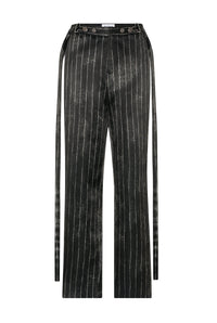 Pantalon à rayures en satin - Black & White