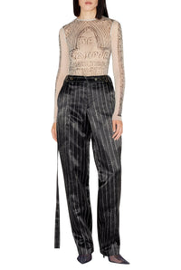 Pantalon à rayures en satin - Black & White