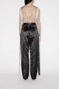 Pantalon à rayures en satin - Black & White