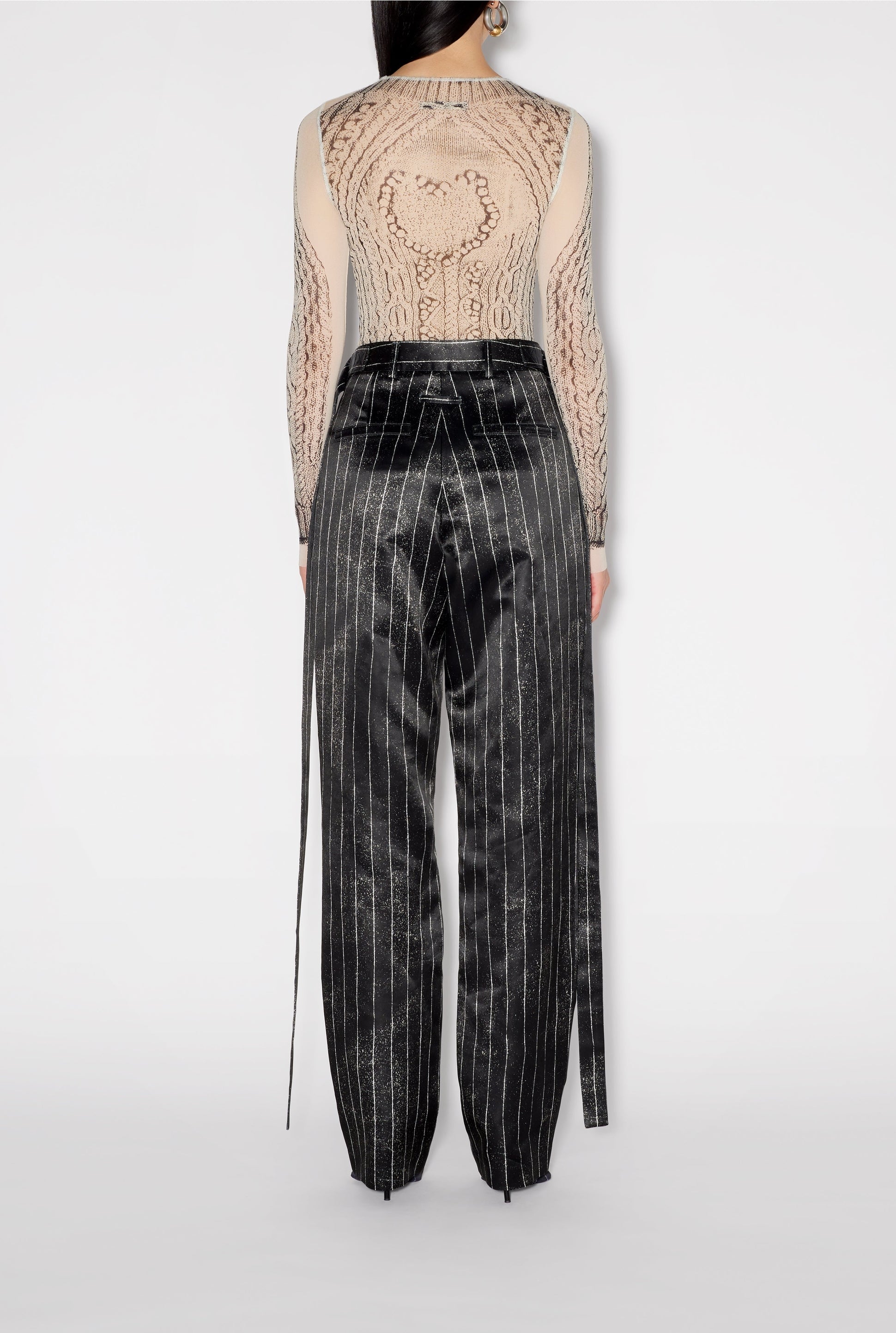 Pantalon à rayures en satin - Black & White