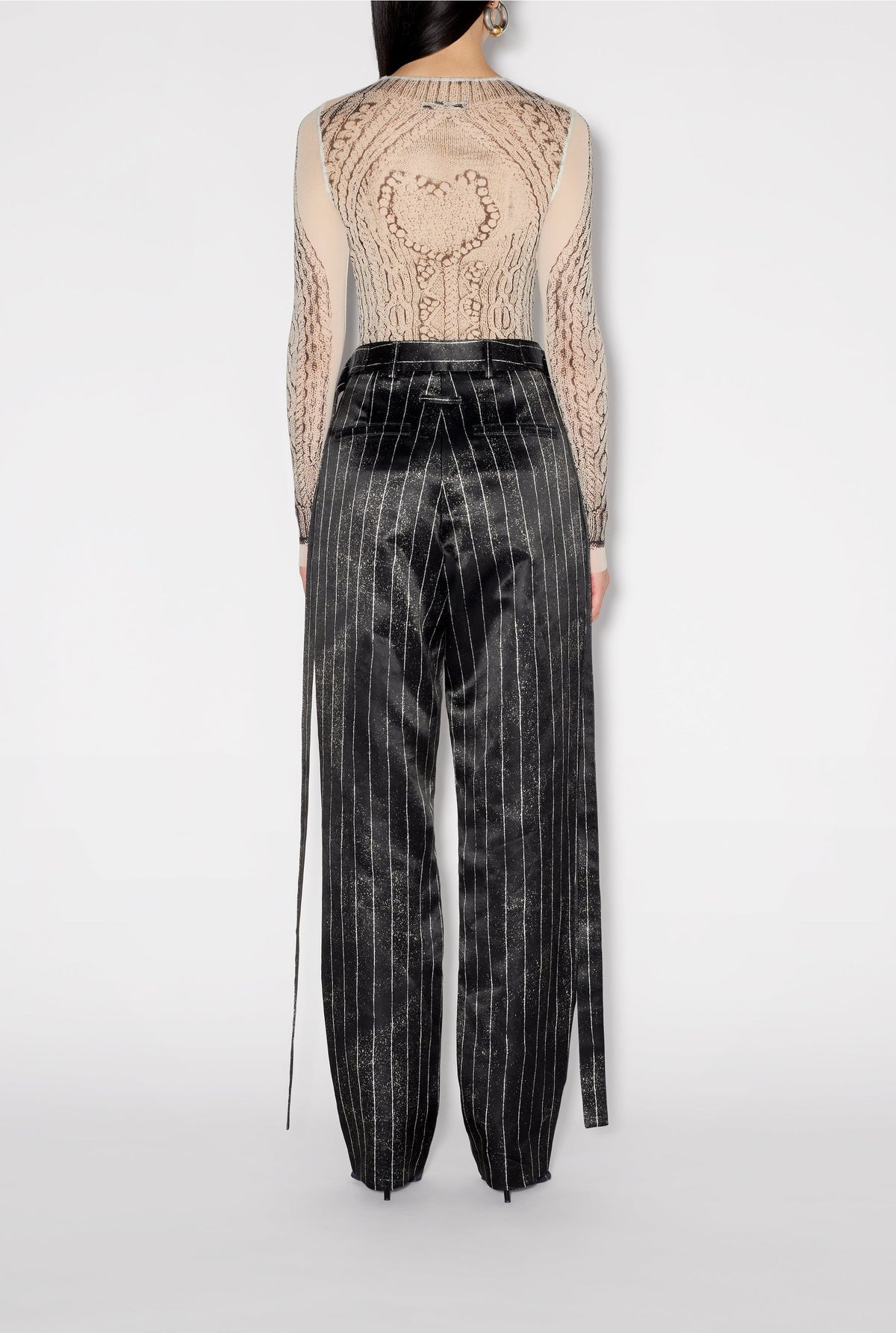 Pantalon à rayures en satin - Black & White