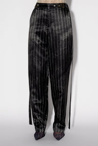 Pantalon à rayures en satin - Black & White