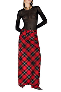 Pantalon avec jupe à motif tartan imprimé - Red & Black & White
