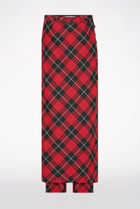 Pantalon avec jupe à motif tartan imprimé - Red & Black & White
