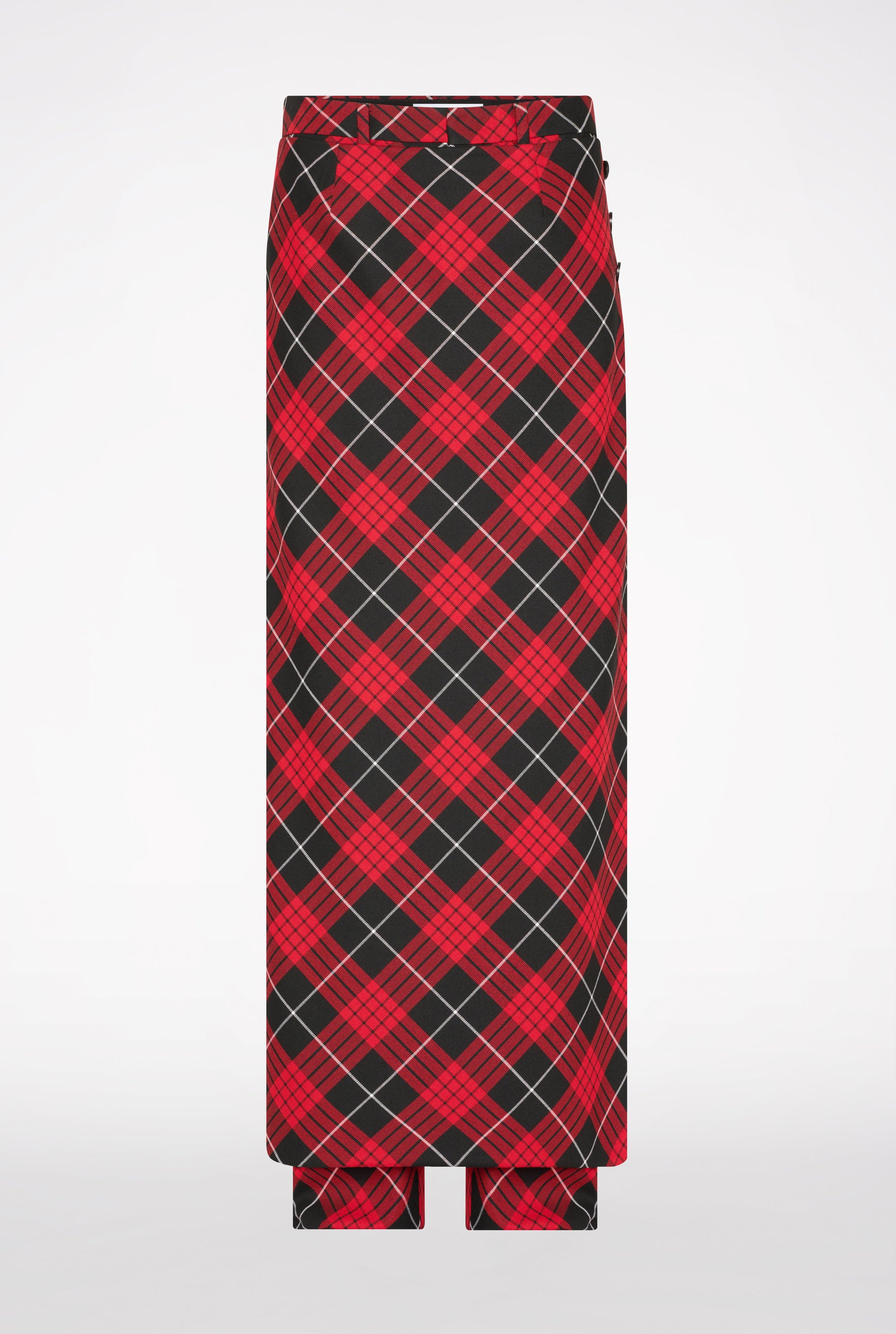 Pantalon avec jupe à motif tartan imprimé - Red & Black & White