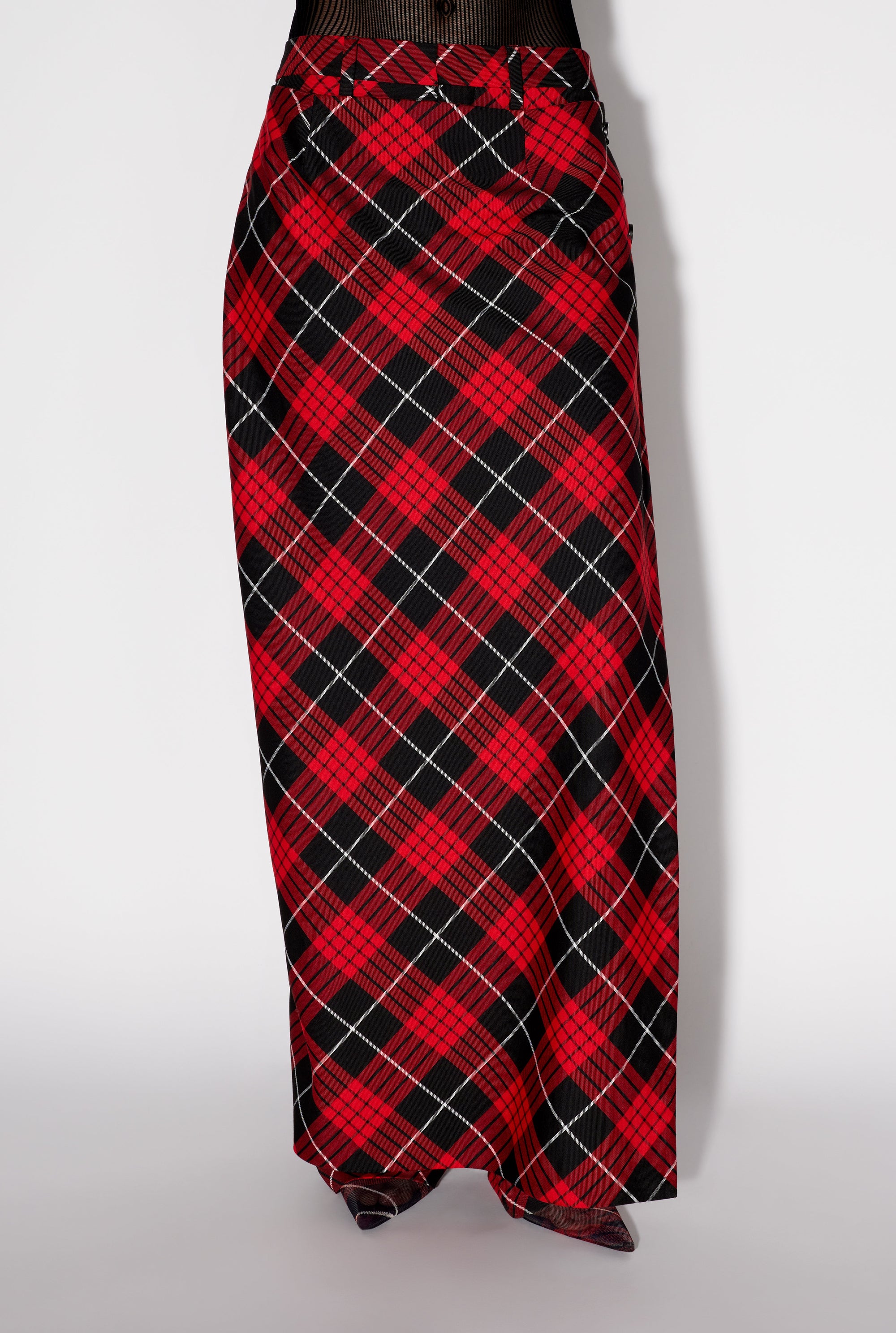 Pantalon avec jupe à motif tartan imprimé - Red & Black & White