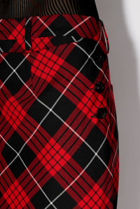 Pantalon avec jupe à motif tartan imprimé - Red & Black & White