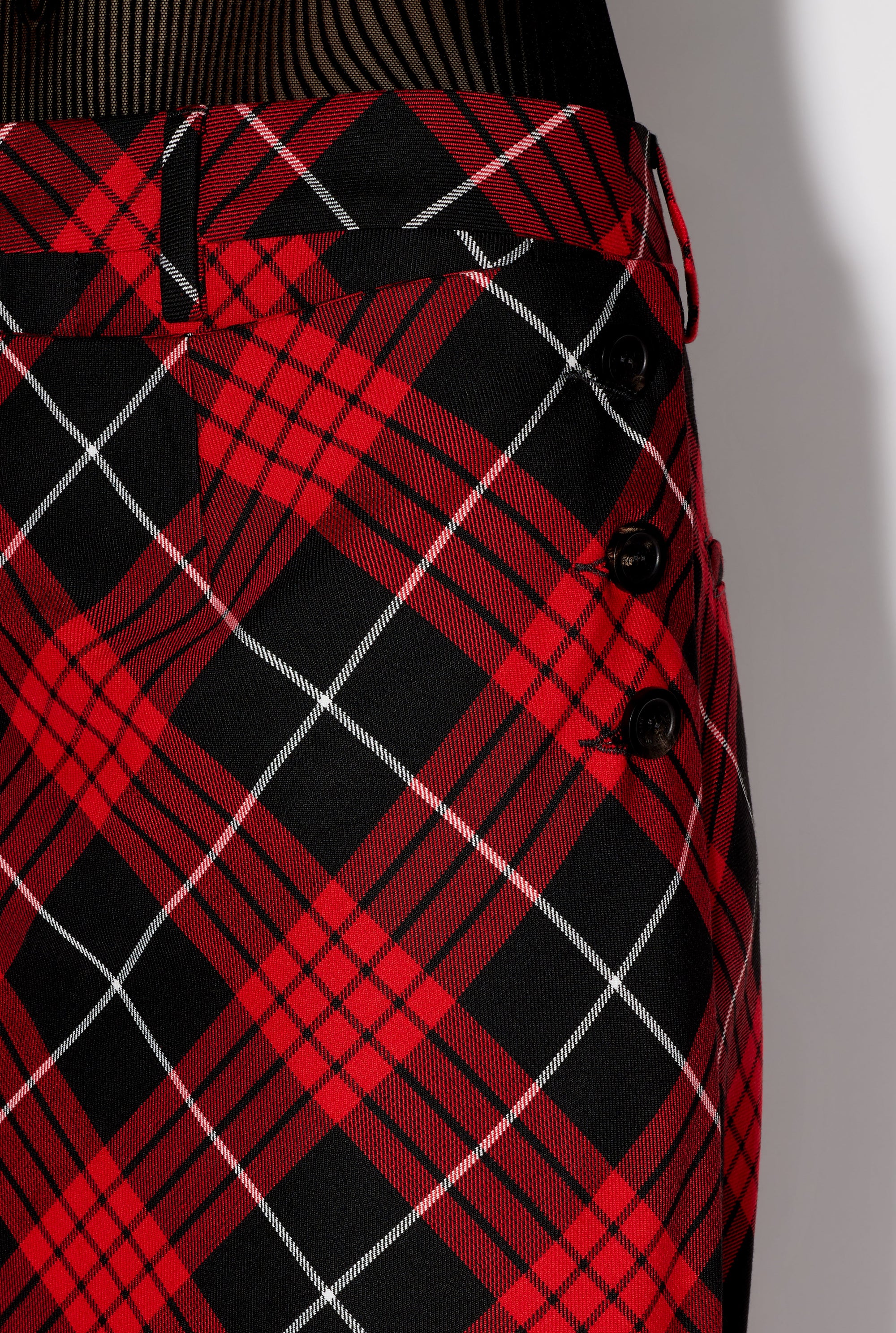 Pantalon avec jupe à motif tartan imprimé - Red & Black & White