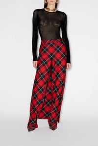 Pantalon avec jupe à motif tartan imprimé - Red & Black & White