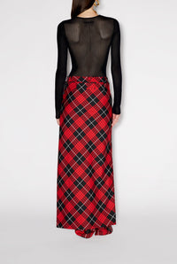 Pantalon avec jupe à motif tartan imprimé - Red & Black & White