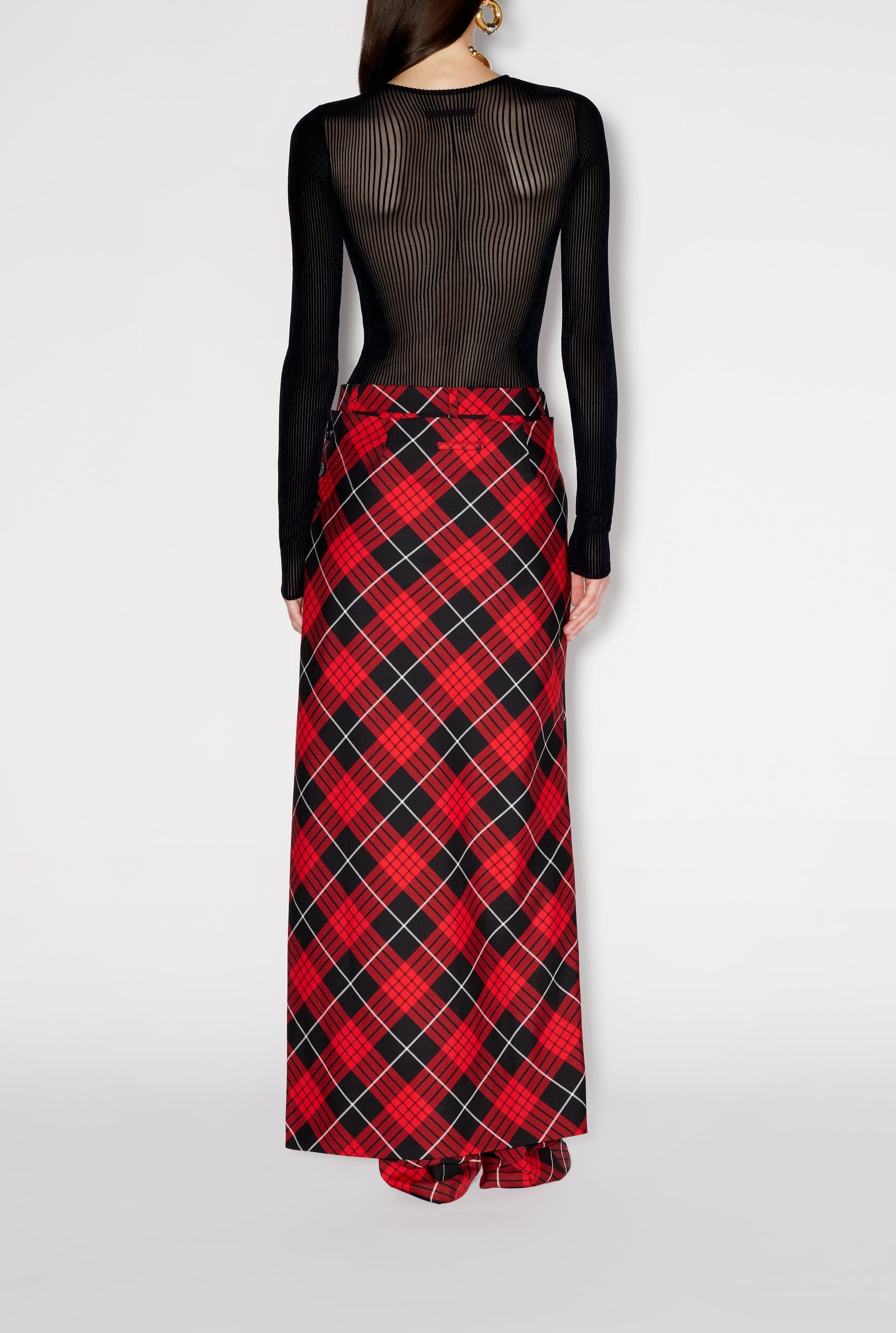 Pantalon avec jupe à motif tartan imprimé - Red & Black & White