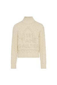 Pull à col montant en laine - Cream
