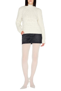 Pull à col montant en laine - Cream