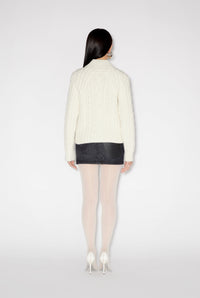 Pull à col montant en laine - Cream