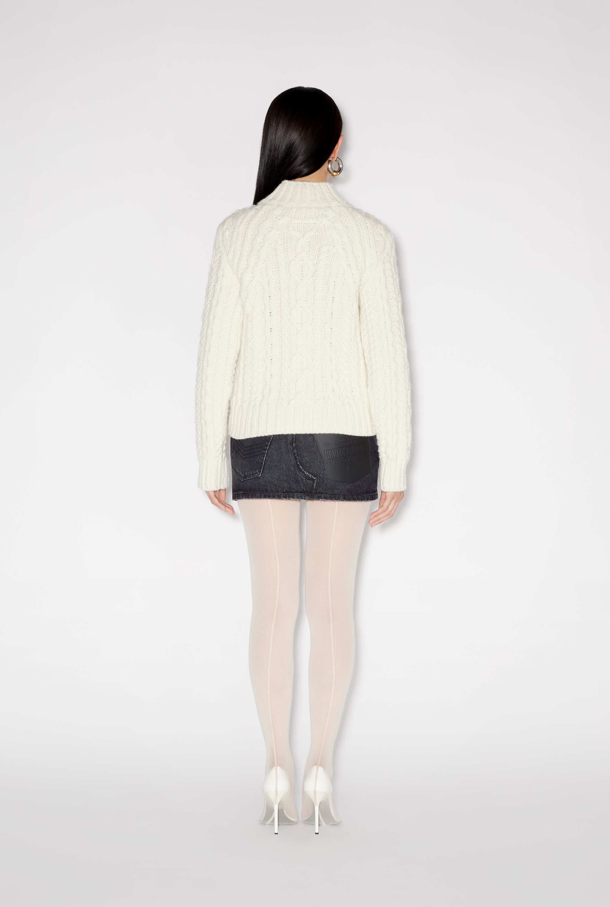 Pull à col montant en laine - Cream