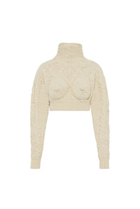 Pull court en maille - Cream