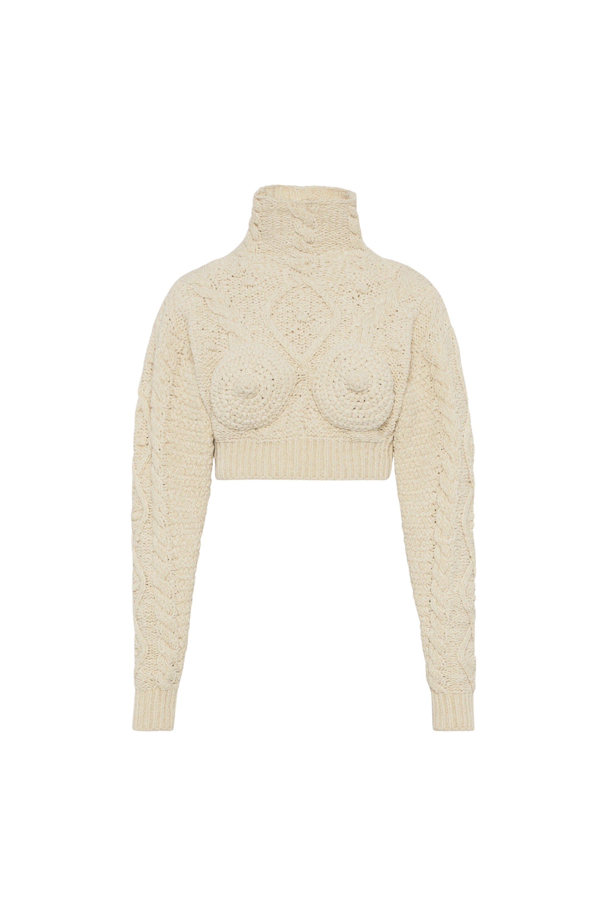 Pull court en maille - Cream