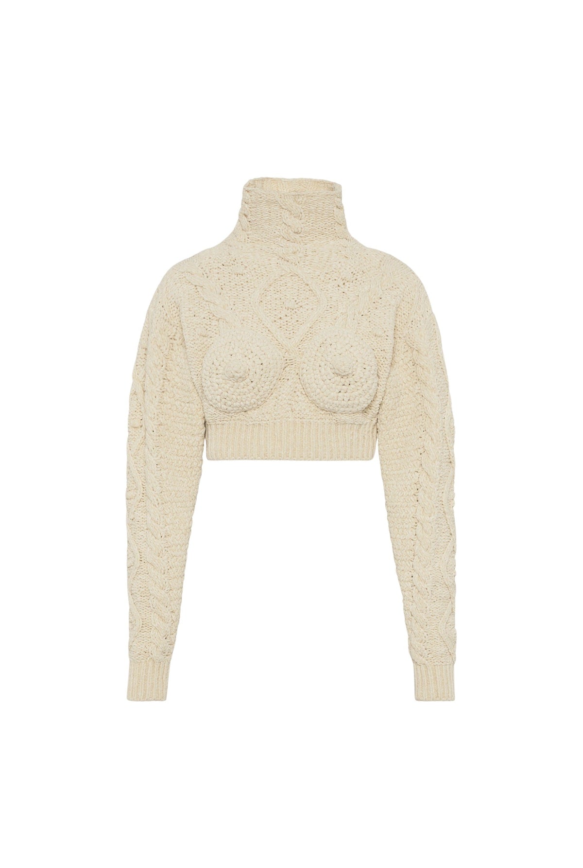 Pull court en maille - Cream