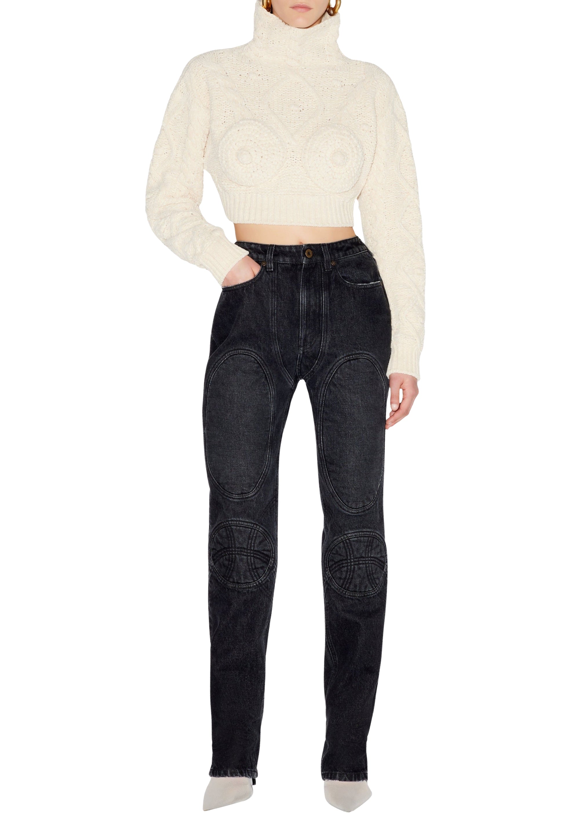 Pull court en maille - Cream