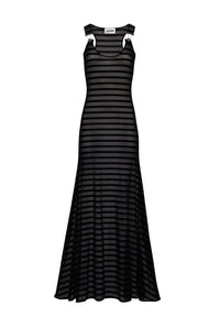 Robe longue marinière à bretelles - Black & Black