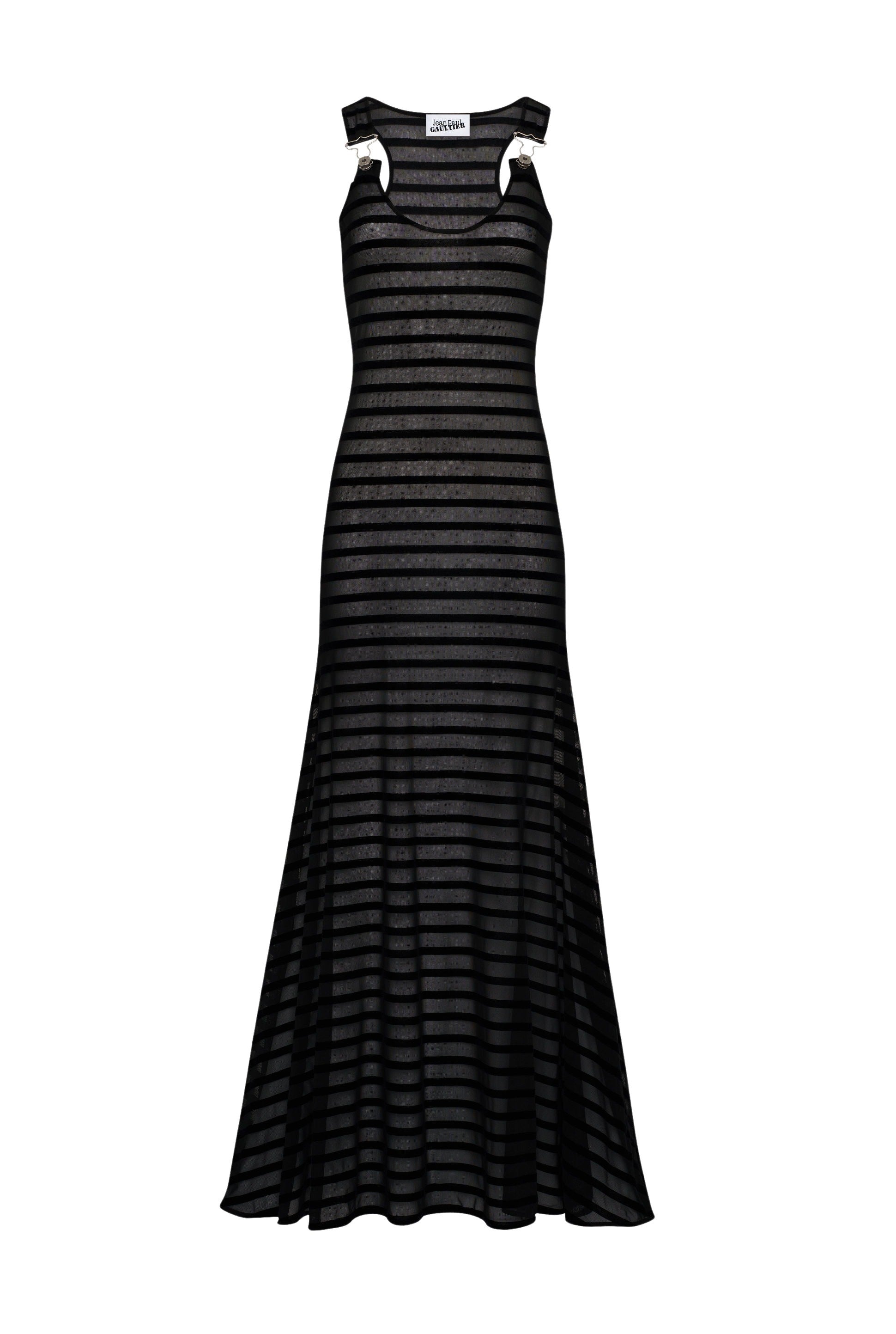 Robe longue marinière à bretelles - Black & Black