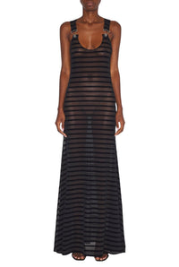 Robe longue marinière à bretelles - Black & Black