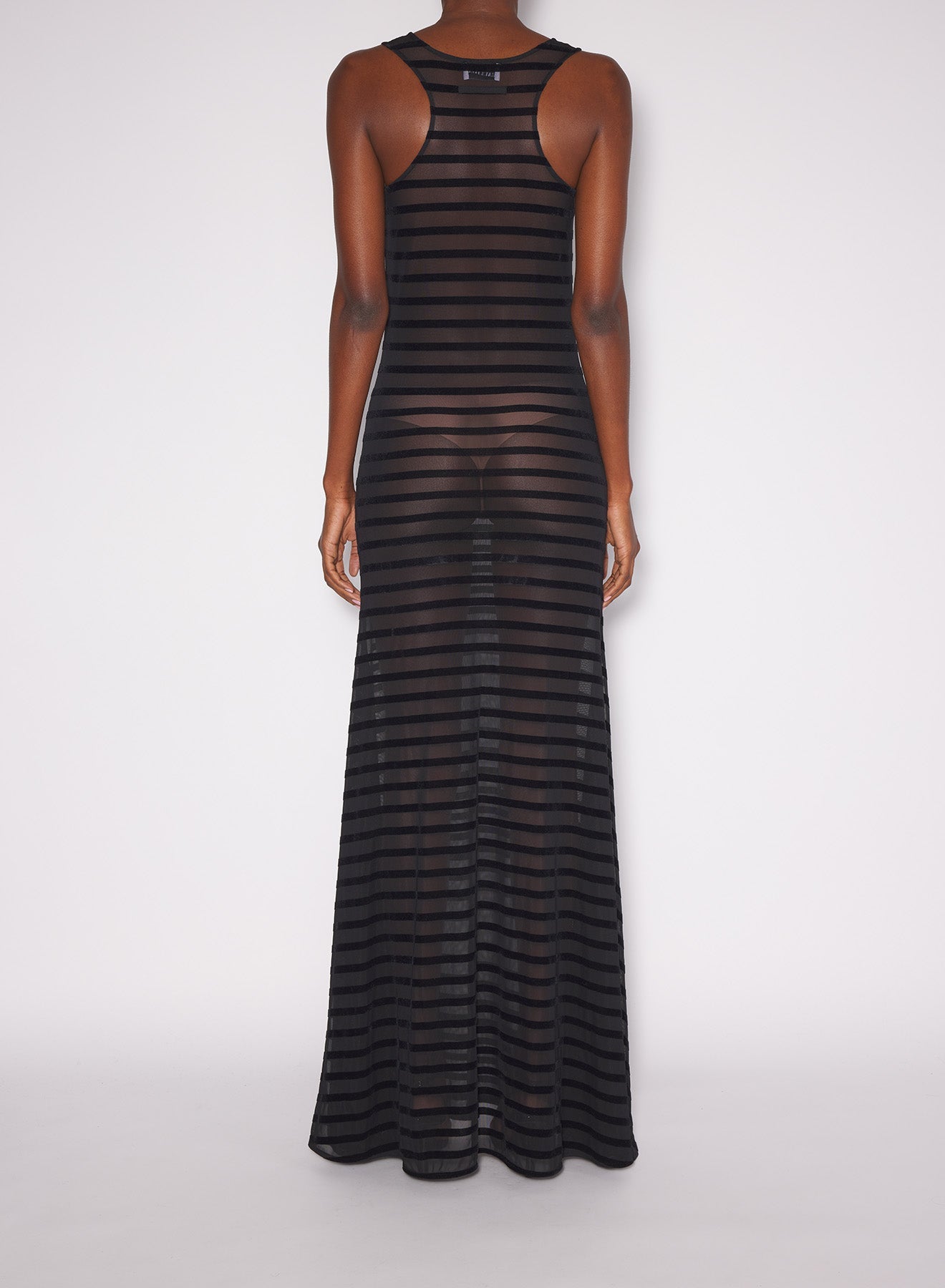 Robe longue marinière à bretelles - Black & Black