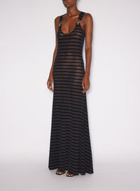 Robe longue marinière à bretelles - Black & Black