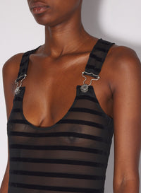 Robe longue marinière à bretelles - Black & Black