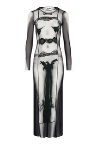 Long sailor dress in tulle - Black & Grey & White