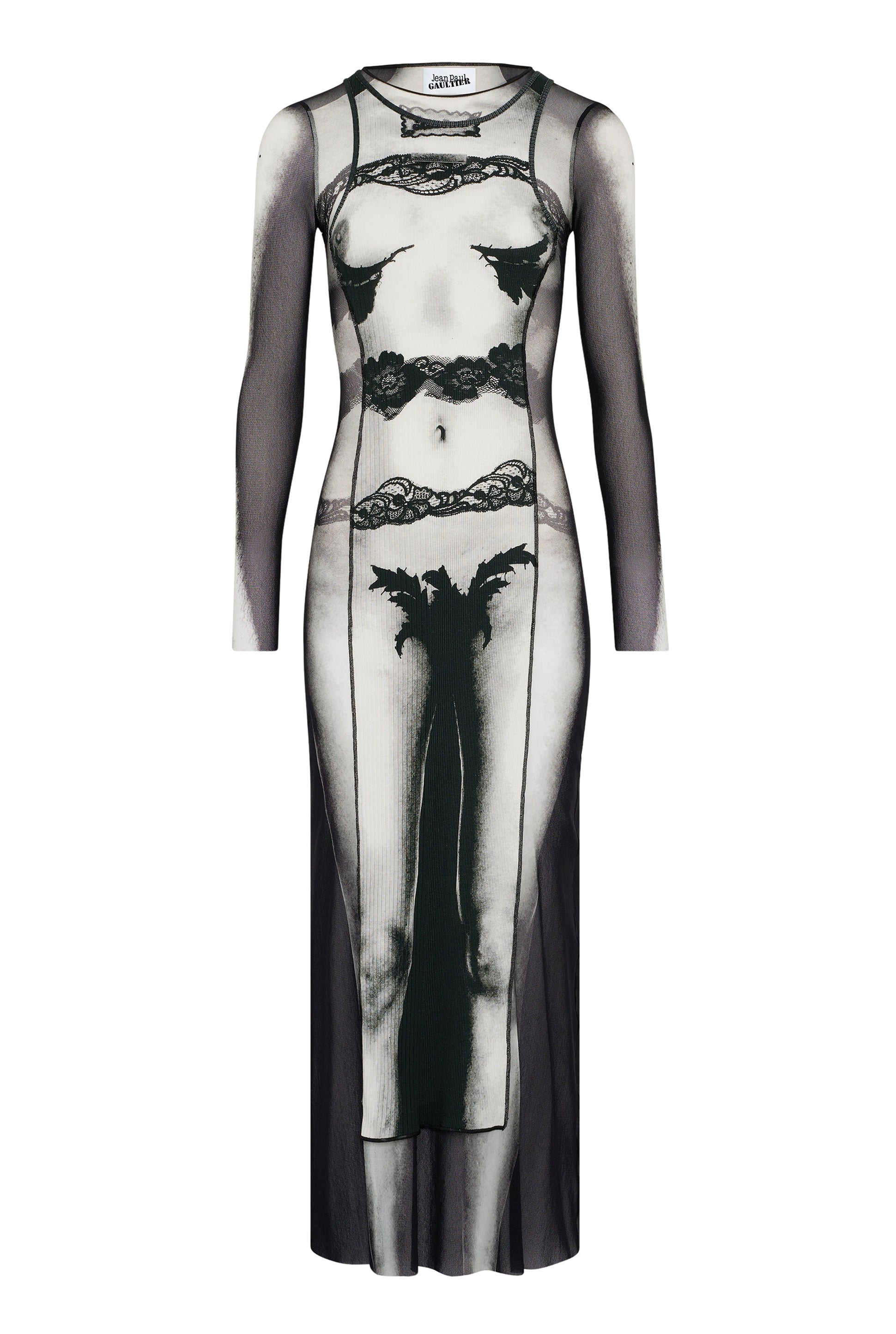 Long sailor dress in tulle - Black & Grey & White