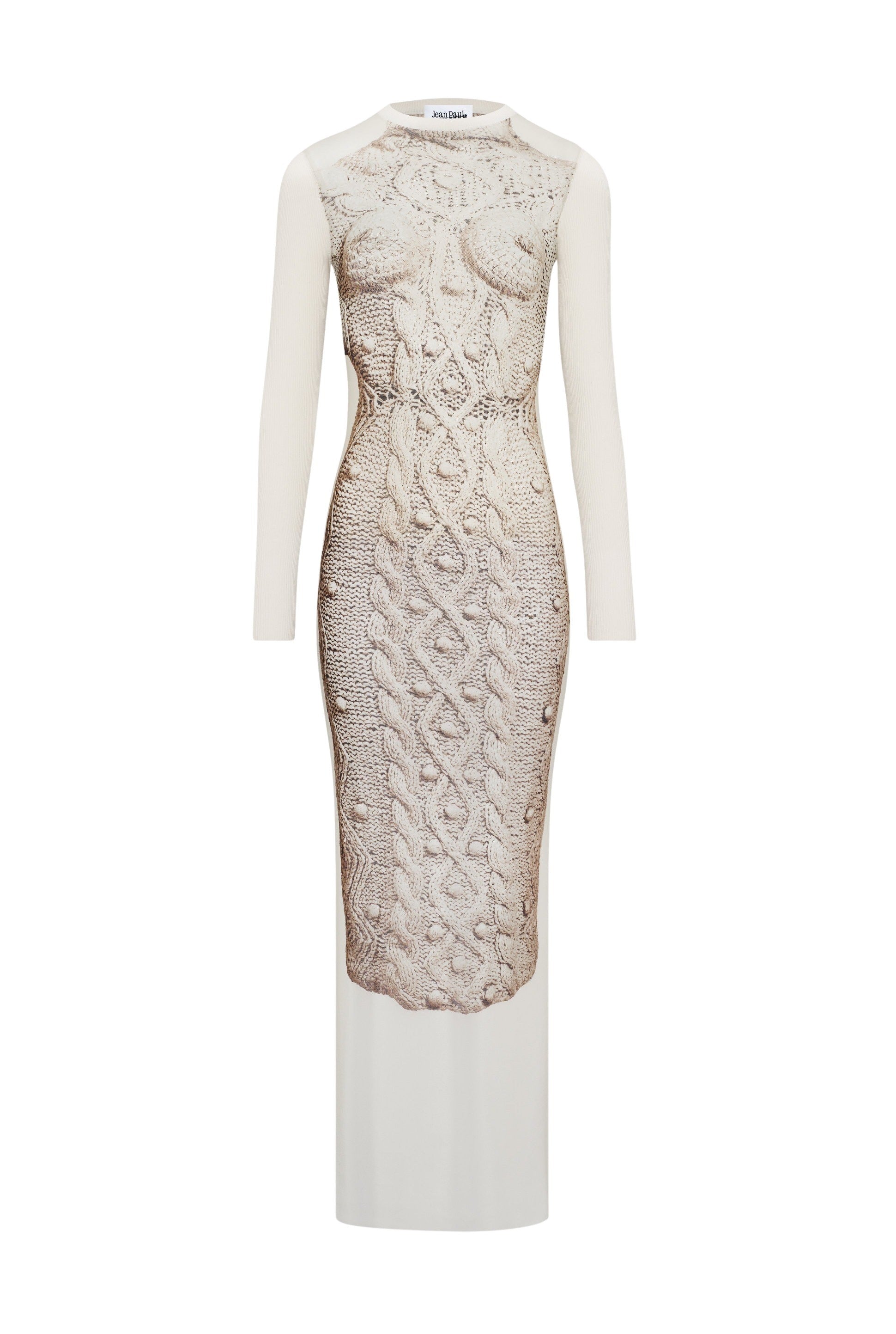 Robe longue imprimée en tulle - White & Grey & Black