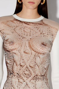 Robe longue imprimée en tulle - White & Grey & Black