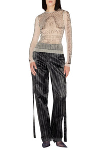Top imprimé en tulle - Light Beige & Black