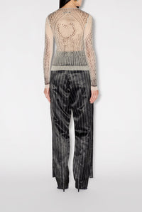 Top imprimé en tulle - Light Beige & Black