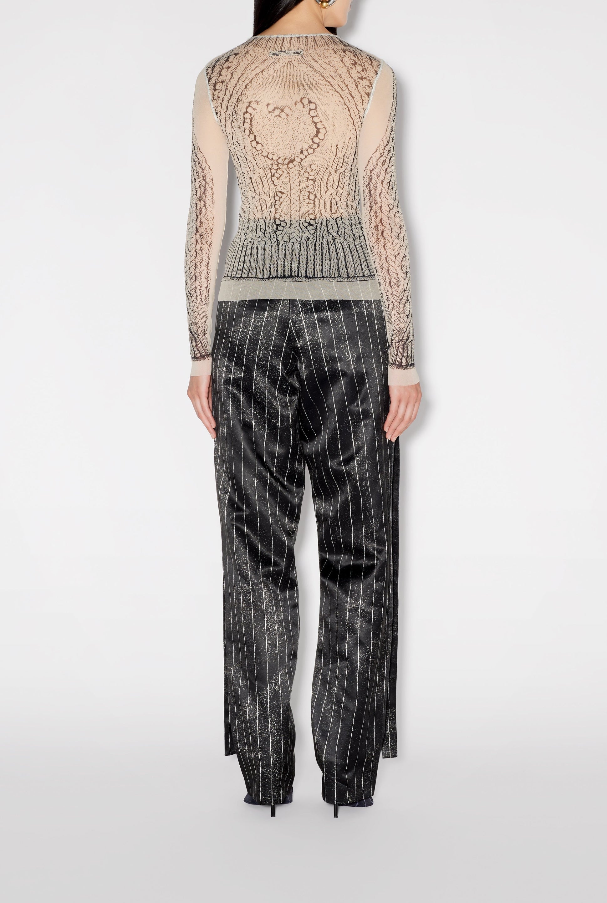 Top imprimé en tulle - Light Beige & Black