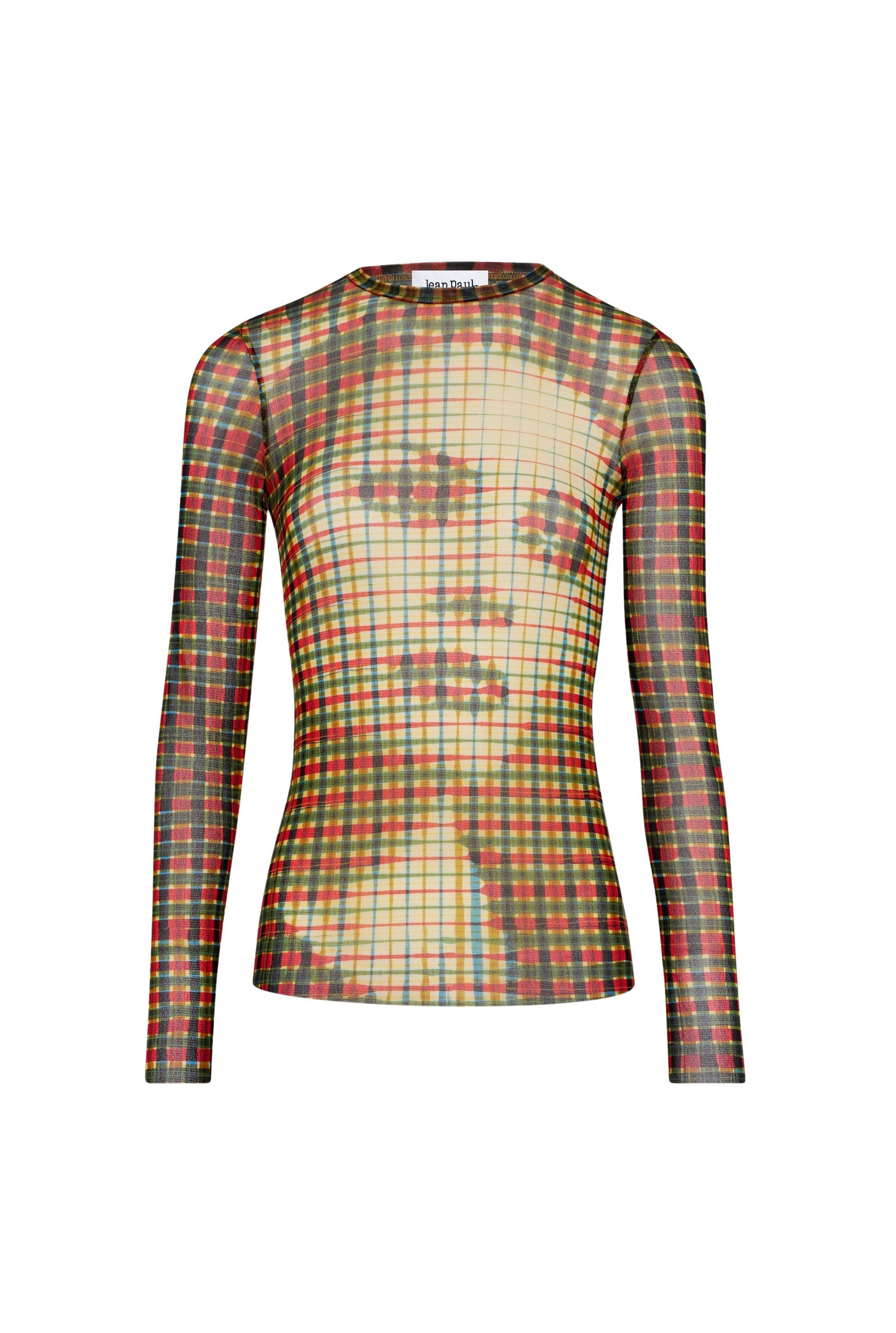 Top à motif tartan imprimé en tulle - Sepia & Yellow