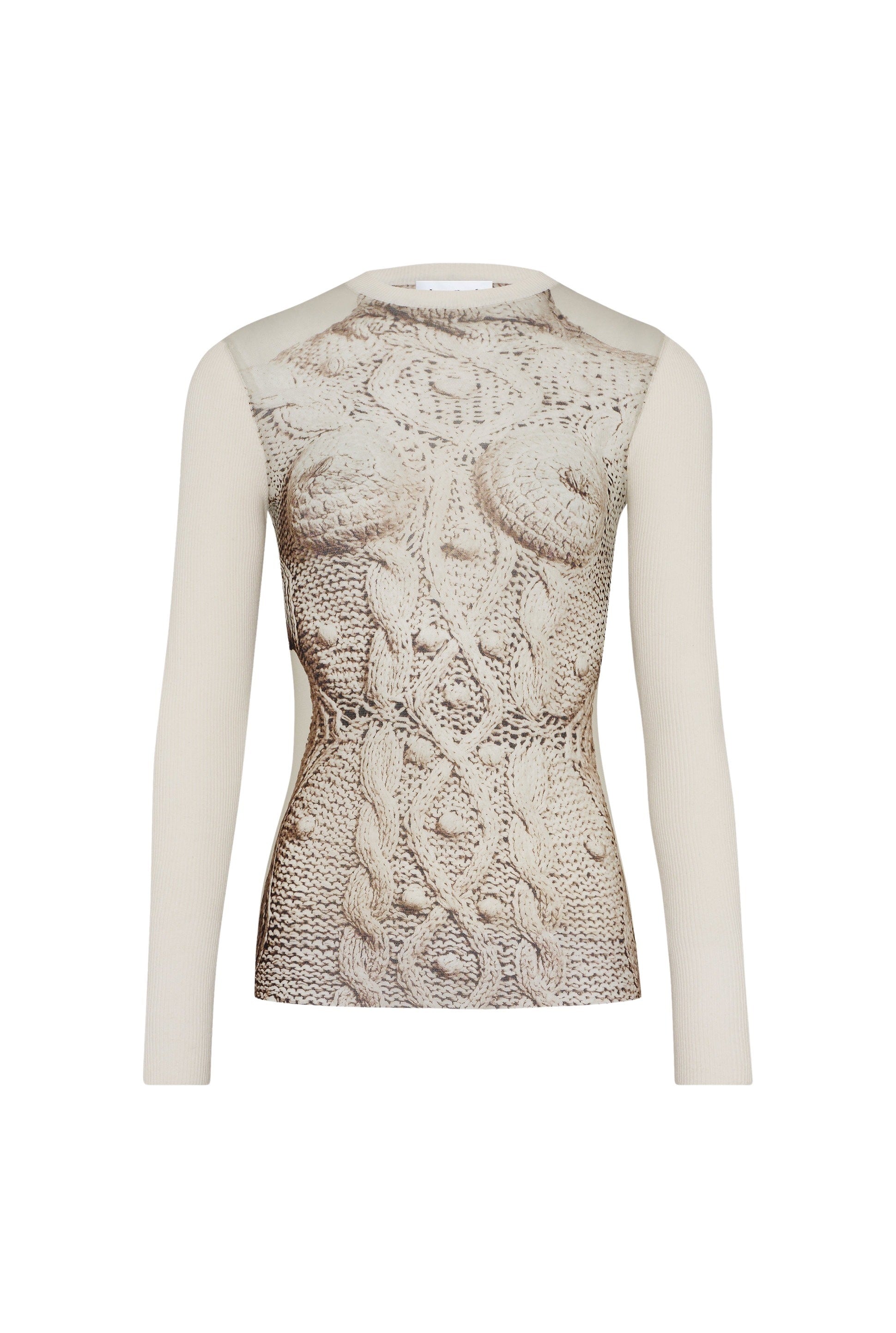 Top imprimé en tulle - White & Grey & Black