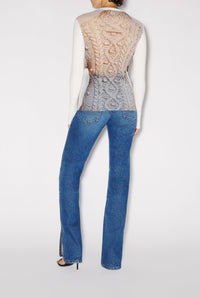 Top imprimé en tulle - White & Grey & Black